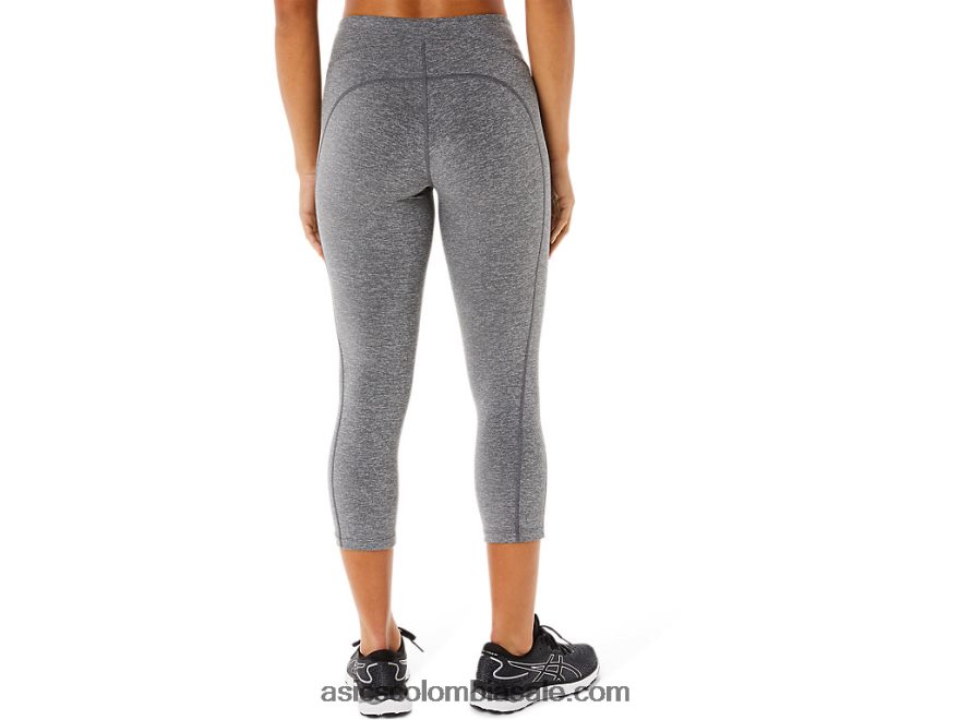 mujer Asics capri de rendimiento gris jaspeado oscuro 20X82N3366