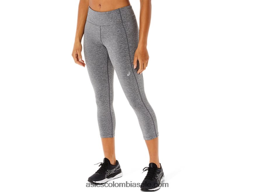 mujer Asics capri de rendimiento gris jaspeado oscuro 20X82N3366