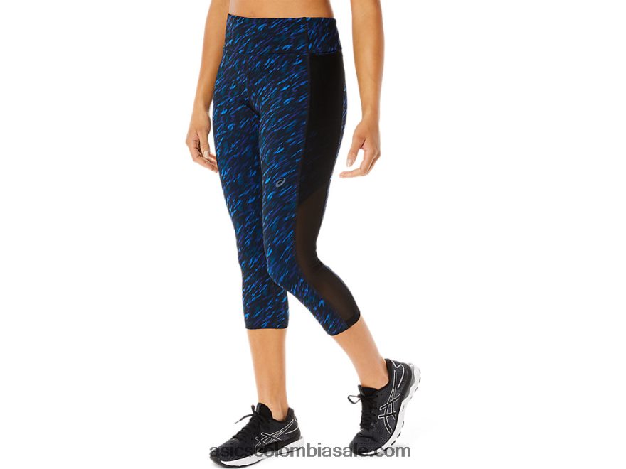 mujer Asics kate bolsillo capri impresión de sombra nocturna/lago 20X82N3516