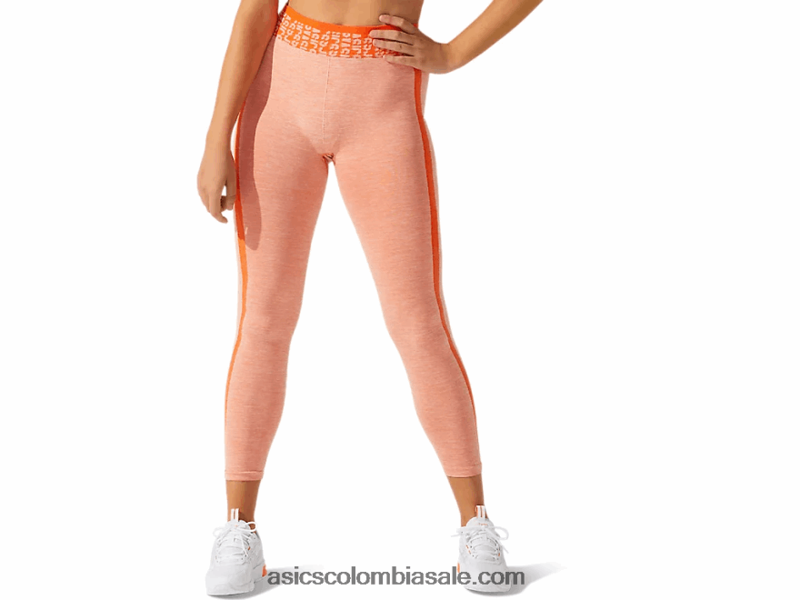 mujer Asics mallas con logo recortado sin costuras naranja caléndula/melocotón sol 20X82N3940