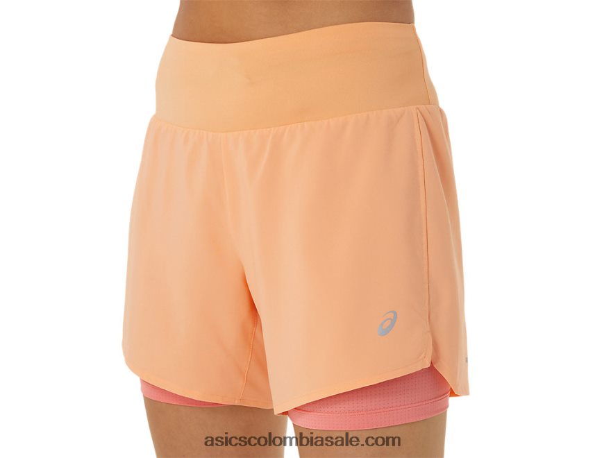 mujer Asics camino 2-n-1 5.5in corto duna de verano/papaya 20X82N2564