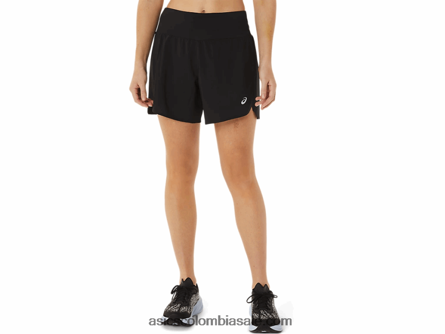 mujer Asics camino 2-n-1 5.5in corto rendimiento negro 20X82N3002