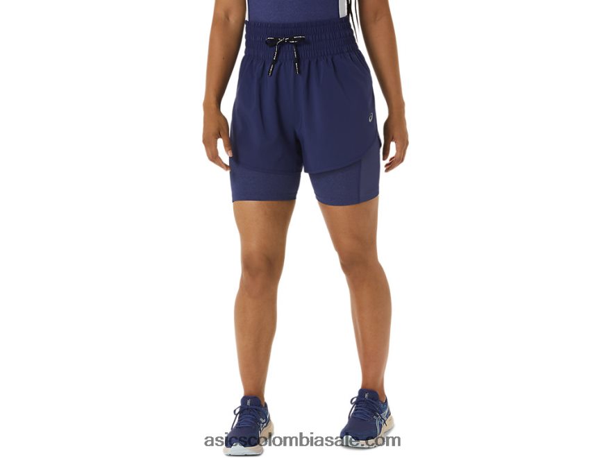 mujer Asics nagino 4in correr corto azul índigo 20X82N2248