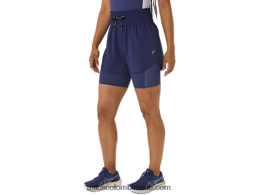 mujer Asics nagino 4in correr corto azul índigo 20X82N2248