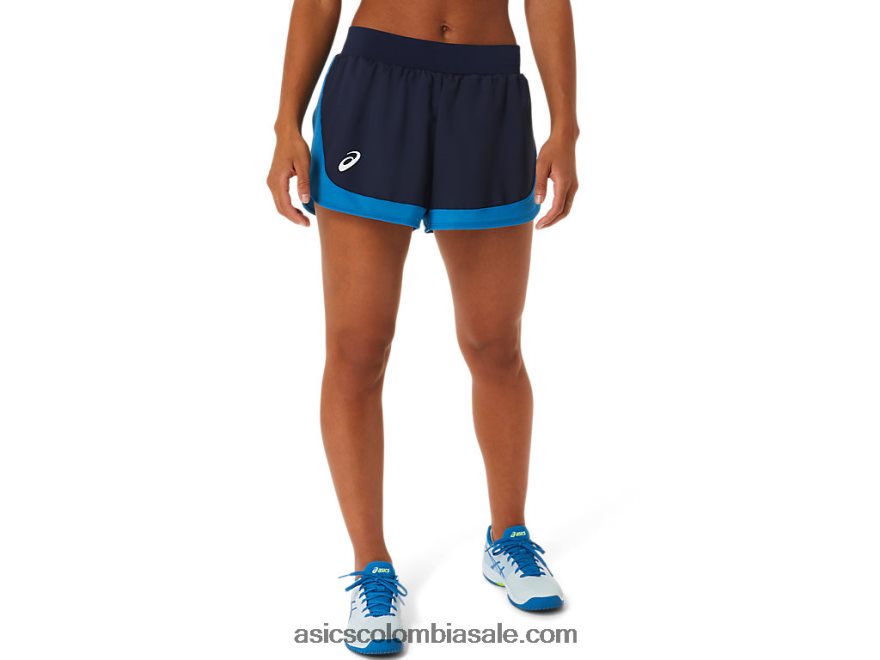 mujer Asics partido corto medianoche/verde peligro 20X82N2240