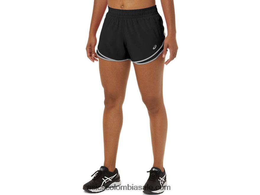 mujer Asics pr lyte 2.5in correr corto rendimiento negro/hoja de roca 20X82N3725