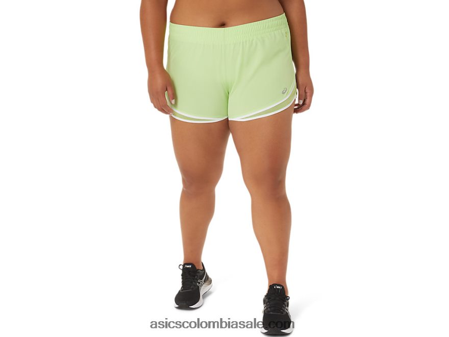 mujer Asics pr lyte 2.5in correr corto verde lima/blanco brillante 20X82N3294