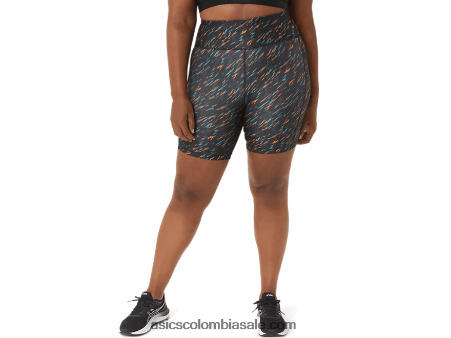 mujer Asics pr lyte 5in run short con bolsillos sombra de noche/estampado de salvia 20X82N3301