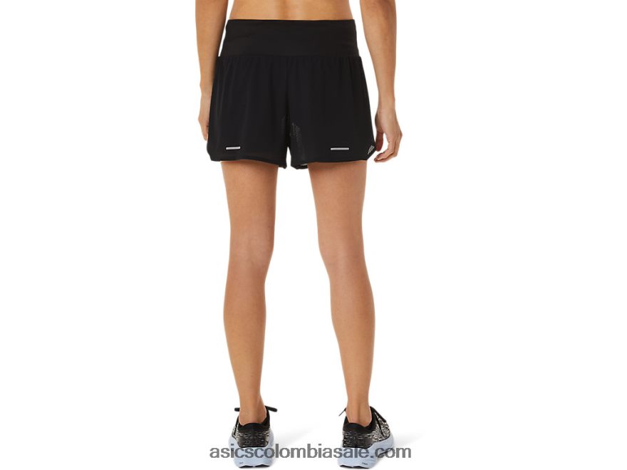 mujer Asics ventilar 2-n-1 3.5in corto rendimiento negro 20X82N3052