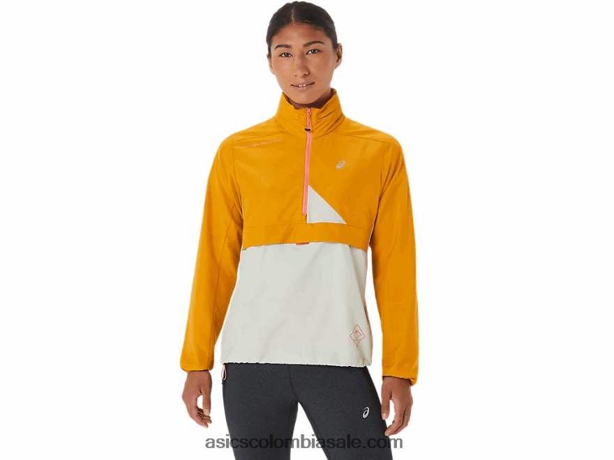 mujer Asics anorak fujitrail tormenta de arena/salvia ligera 20X82N2568