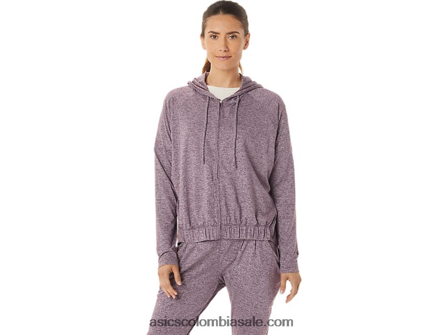 mujer Asics sudadera con capucha y cremallera completa de tejido elástico suave Brezo profundo de Marte 20X82N2939