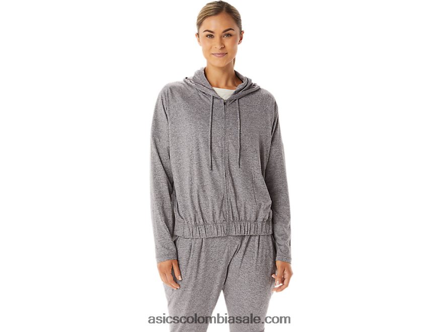 mujer Asics sudadera con capucha y cremallera completa de tejido elástico suave humo sombra brezo 20X82N2937