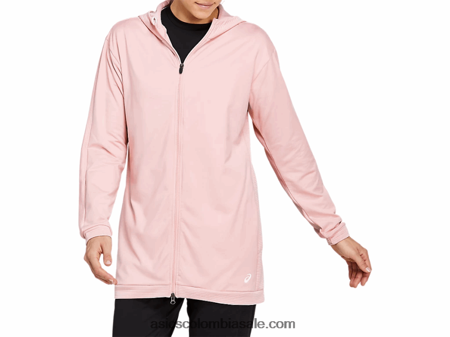 mujer Asics sudadera con capucha y cremallera completa thermopolis jengibre durazno 20X82N4143