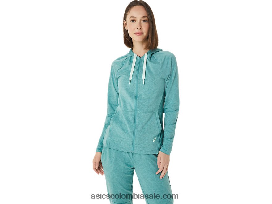 mujer Asics sudadera con cremallera completa tinte espacial de salvia 20X82N3265