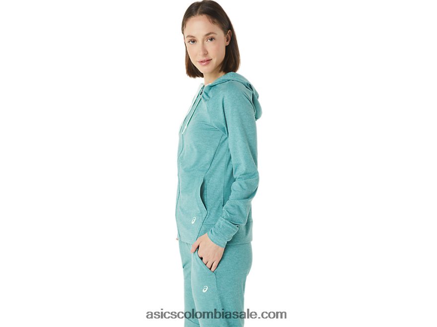 mujer Asics sudadera con cremallera completa tinte espacial de salvia 20X82N3265