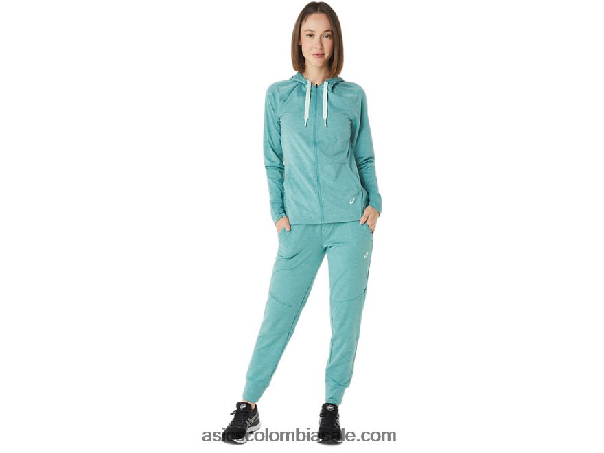 mujer Asics sudadera con cremallera completa tinte espacial de salvia 20X82N3265