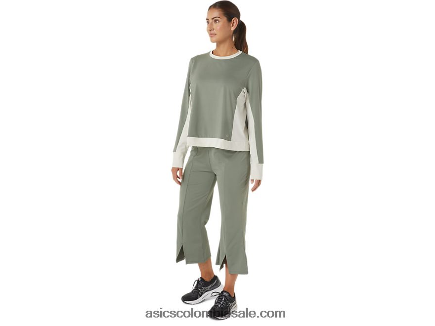 mujer Asics top acampanado reutilizado verde liquen/abedul 20X82N2777