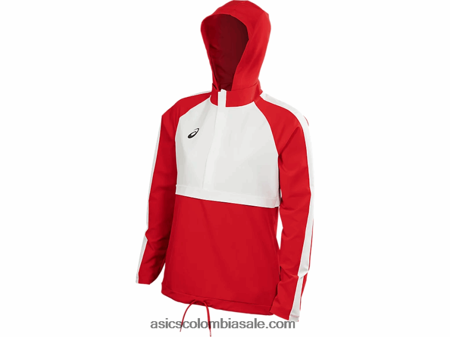 mujer Asics top de chándal tejido elástico equipo rojo/equipo blanco 20X82N4090