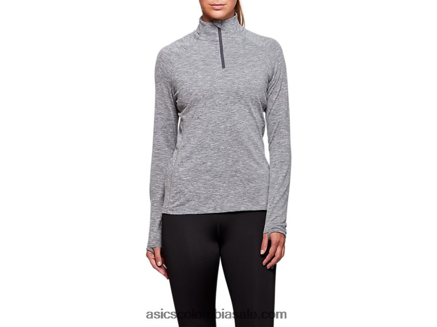 mujer Asics top dorai con media cremallera brezo gris oscuro 20X82N4207