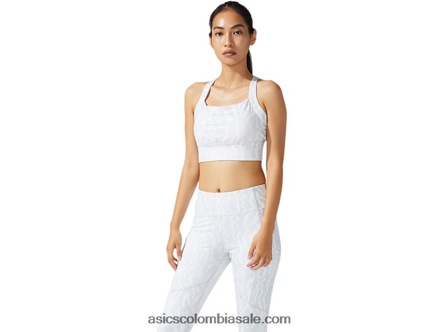 mujer Asics nuevo sujetador estampado strong 92 impresión en blanco brillante 20X82N3776