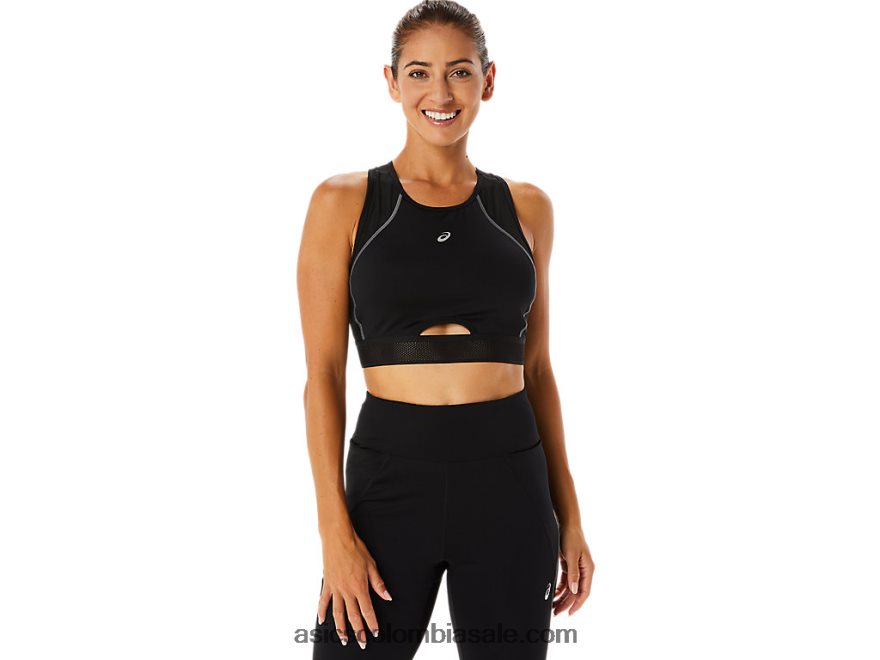 mujer Asics sujetador deportivo con panel de malla rendimiento negro 20X82N2303