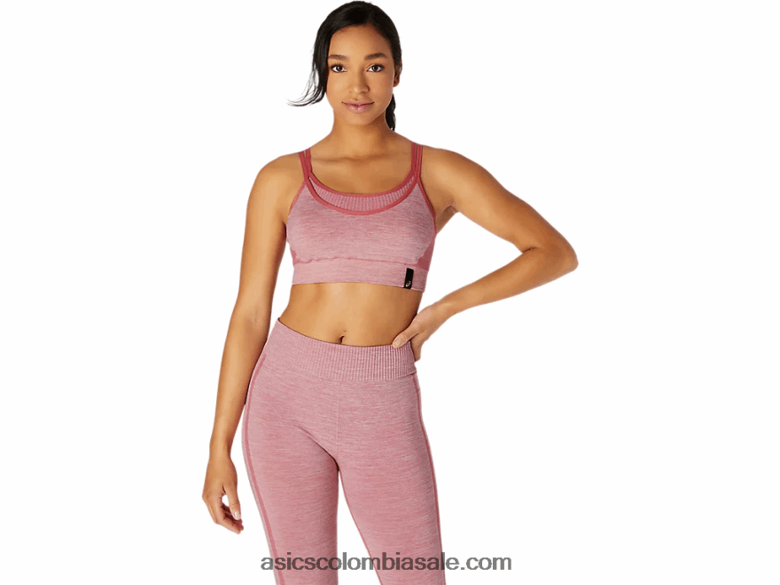 mujer Asics sujetador reversible sin costuras rosa ahumado 20X82N3664
