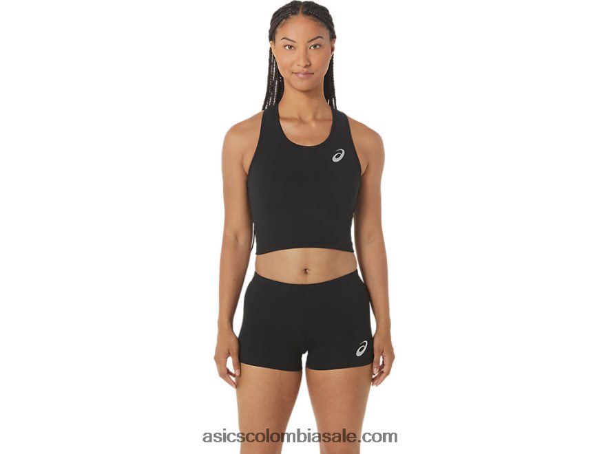 mujer Asics top corto de chándal rendimiento negro 20X82N2312