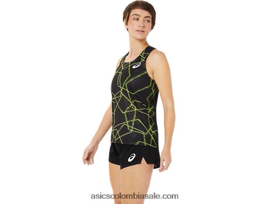 mujer Asics camiseta de malla ligera rendimiento negro 20X82N3405