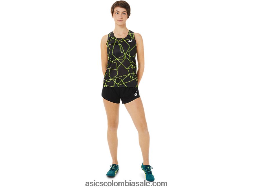 mujer Asics camiseta de malla ligera rendimiento negro 20X82N3405
