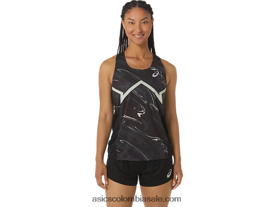 mujer Asics camiseta ligera cj-line rendimiento negro/verde susurro 20X82N2347