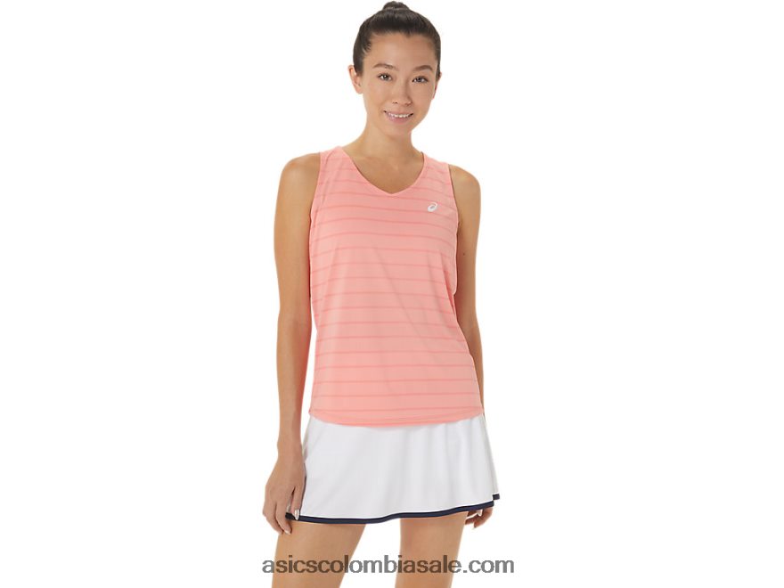 mujer Asics camiseta sin mangas con rayas de corte guayaba 20X82N2507