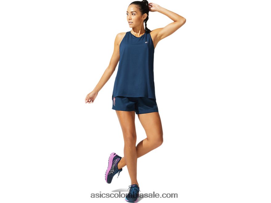 mujer Asics carrera sin mangas azul francés 20X82N4078