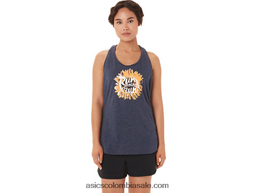 mujer Asics corre alrededor del sol brezo chaquetón 20X82N3418