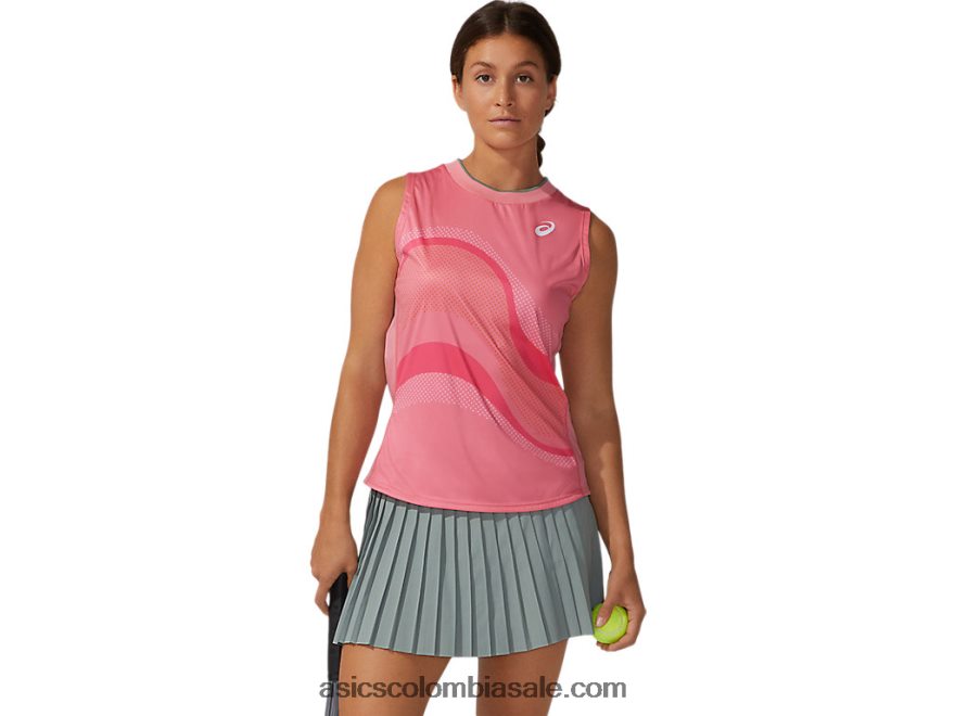 mujer Asics partido gráfico tanque pétalo de durazno 20X82N3933