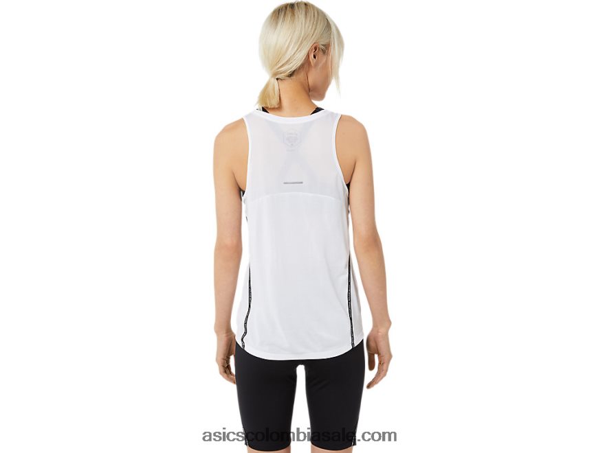 mujer Asics tanque de carreras blanco brillante 20X82N3331