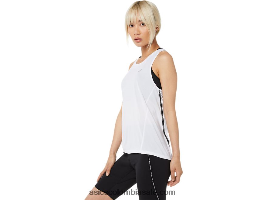 mujer Asics tanque de carreras blanco brillante 20X82N3331
