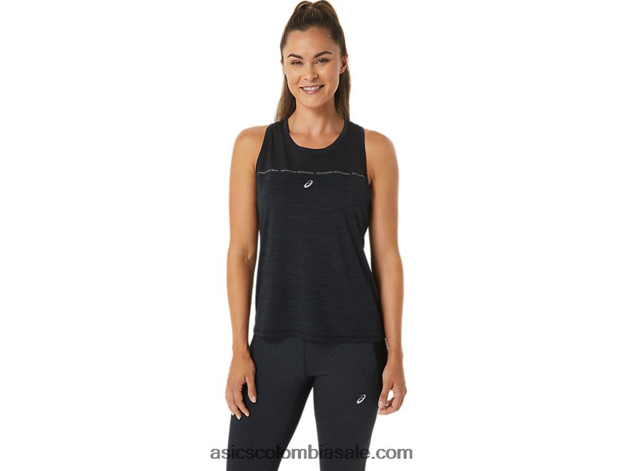 mujer Asics tanque de carreras rendimiento negro/gris carbón 20X82N2492