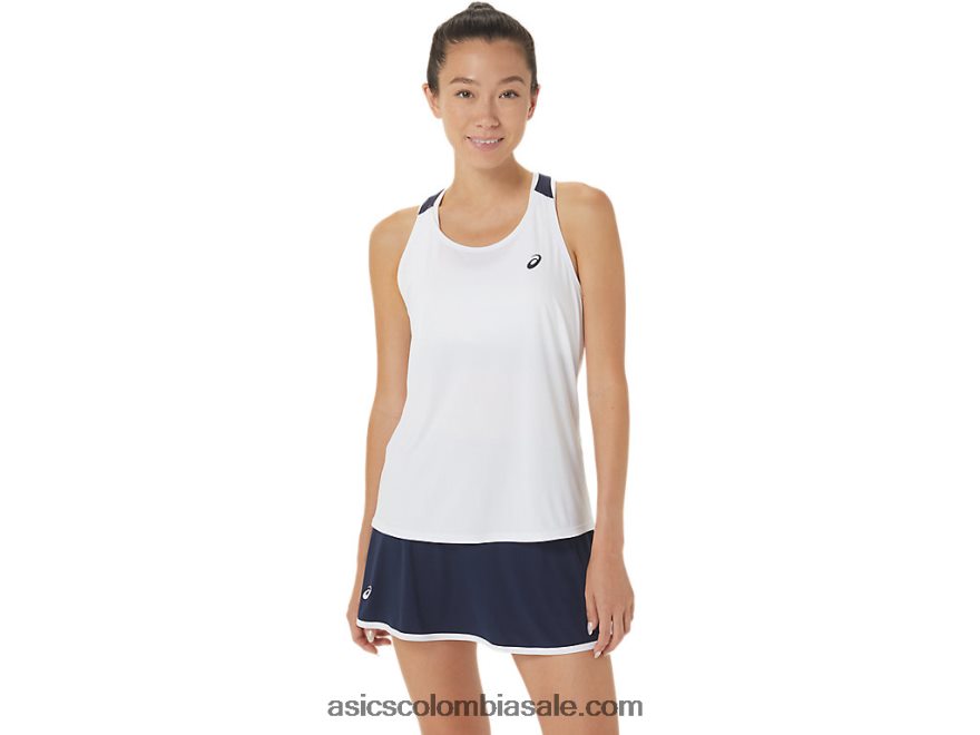 mujer Asics tanque de la corte blanco brillante/medianoche 20X82N2566