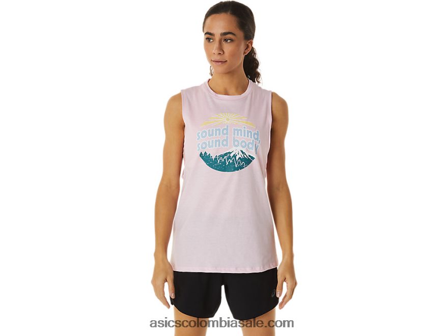 mujer Asics tanque de músculo de montaña sal rosa 20X82N2833