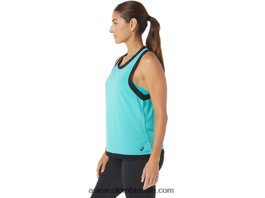 mujer Asics tanque de malla kate cristal marino 20X82N2725