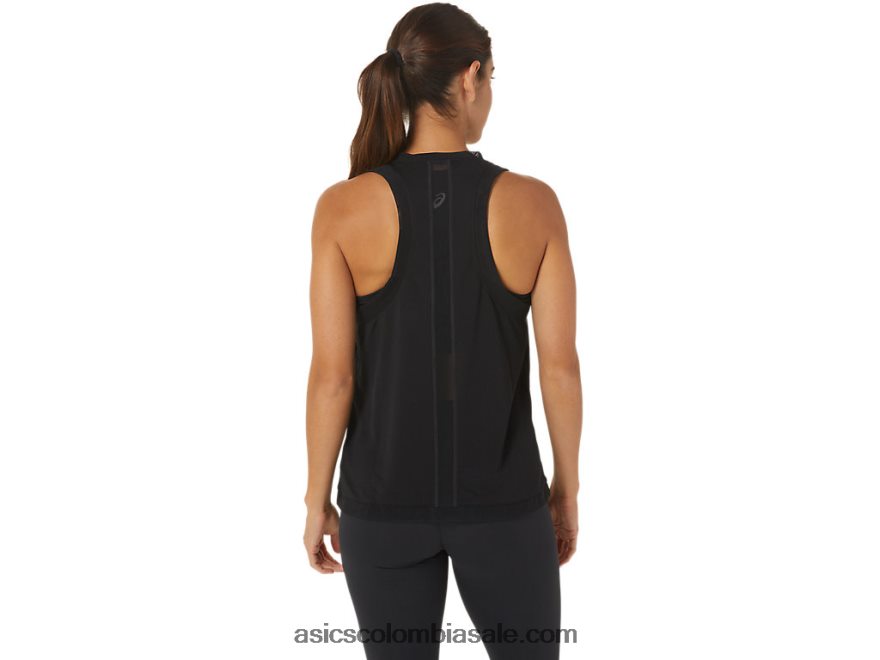 mujer Asics tanque de malla kate rendimiento negro 20X82N2811