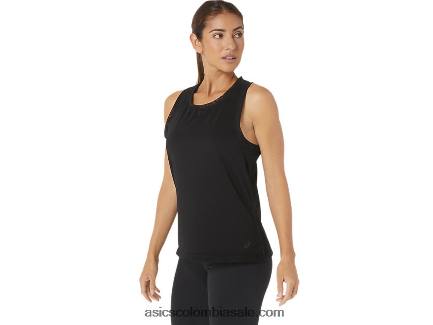 mujer Asics tanque de malla kate rendimiento negro 20X82N2811