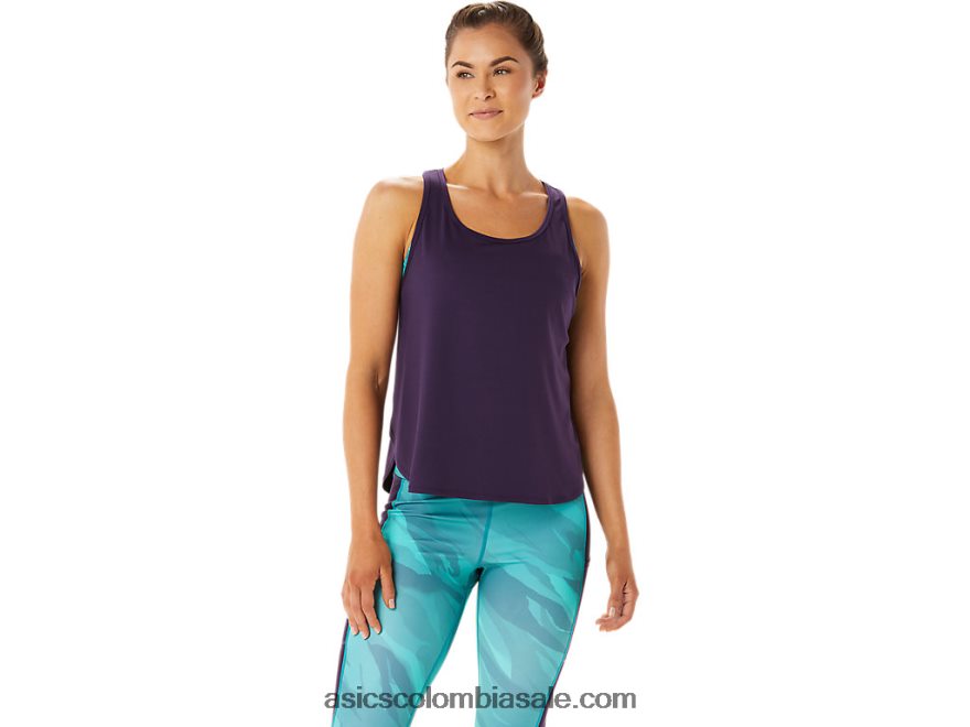 mujer Asics top sin mangas con abertura lateral sombra de noche 20X82N2934