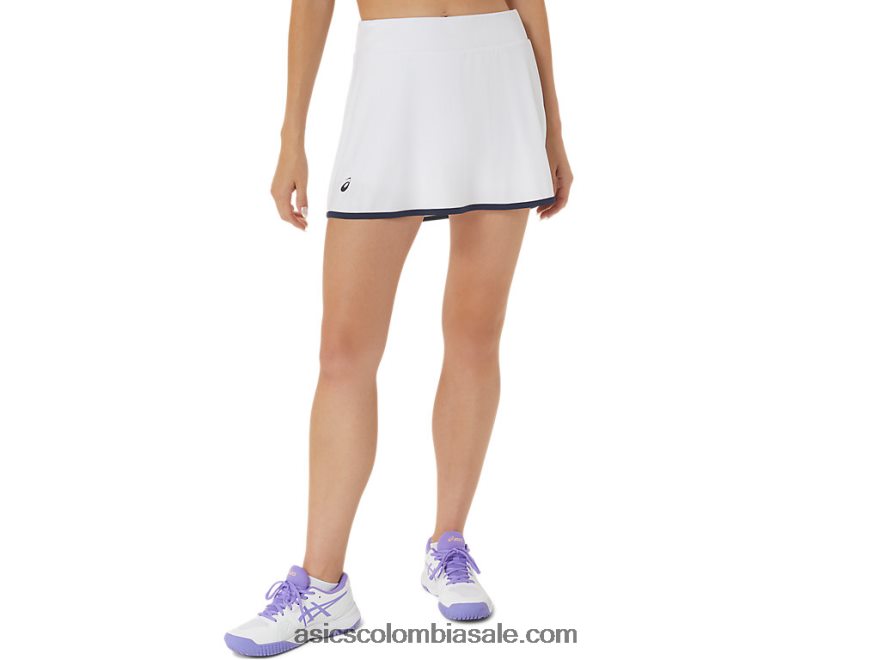 mujer Asics falda pantalón de la corte blanco brillante 20X82N2484