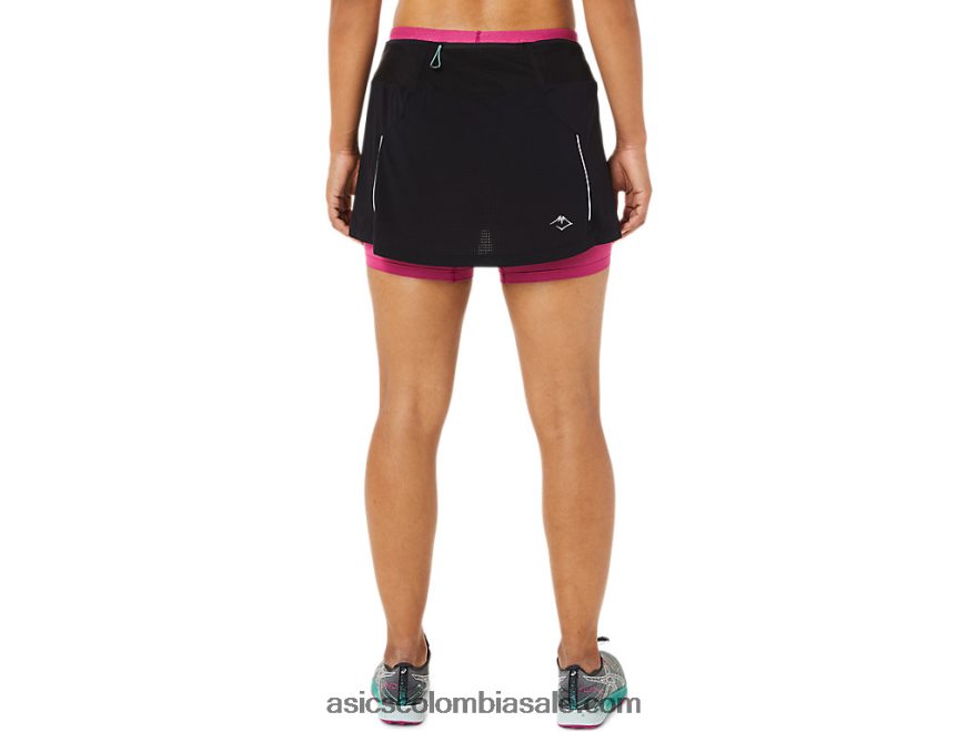 mujer Asics falda pantalón fujitrail rendimiento negro/rojo fucsia 20X82N3507