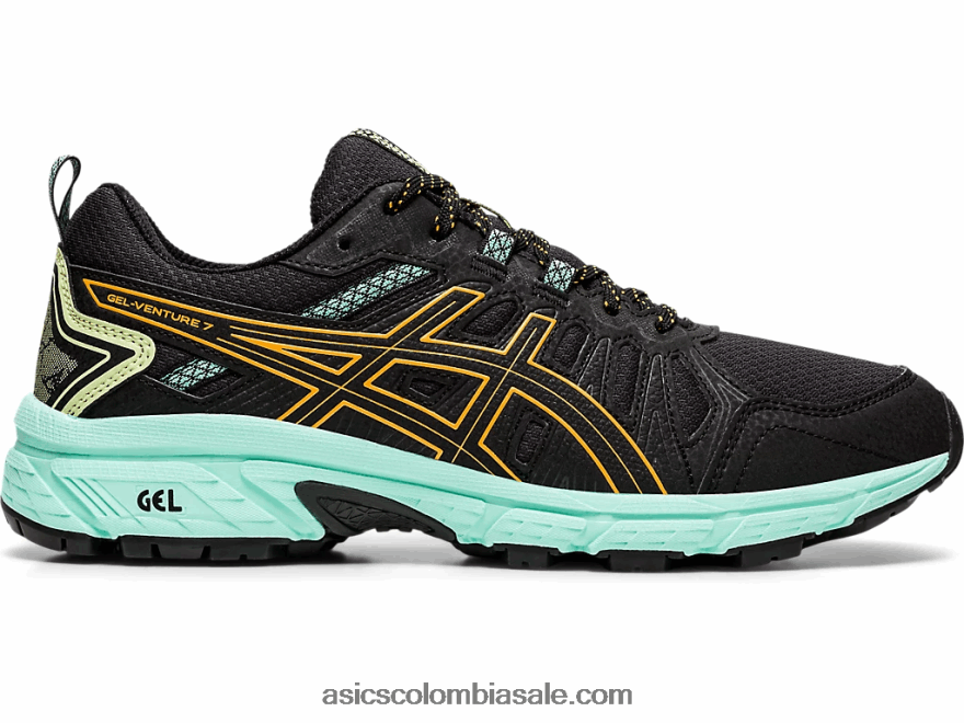 mujer Asics gel-venture 7 de ancho estallido negro/naranja 20X82N4162