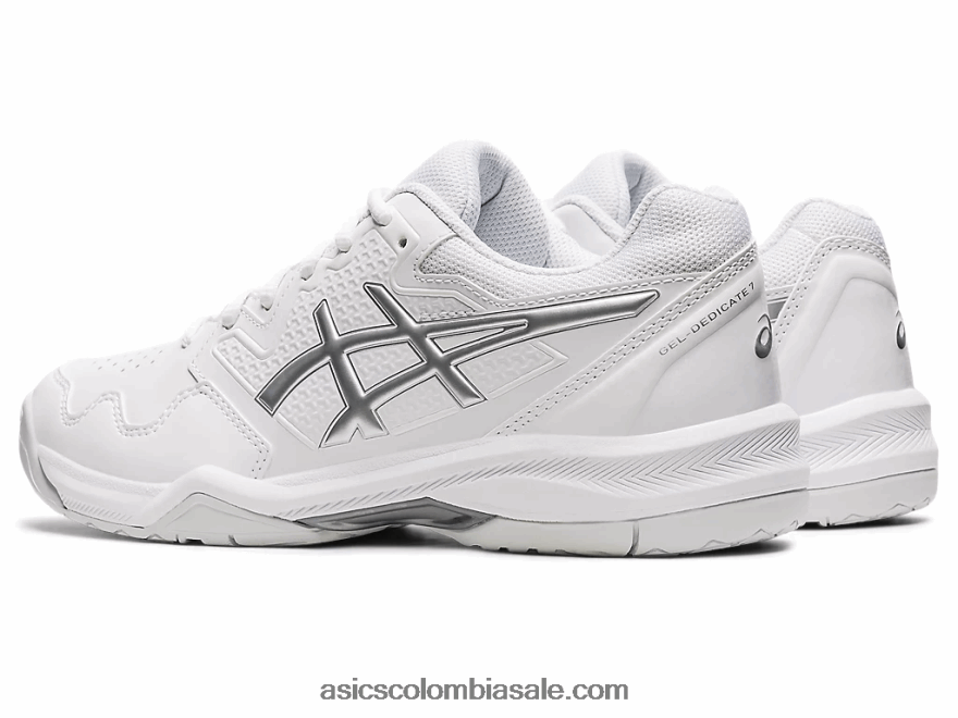 mujer Asics gel dedicado 7 blanco/plata pura 20X82N3768