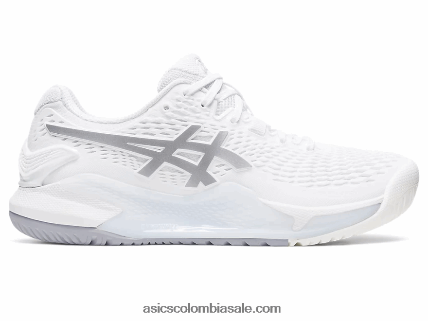 mujer Asics resolución de gel 9 blanco/plata pura 20X82N2390
