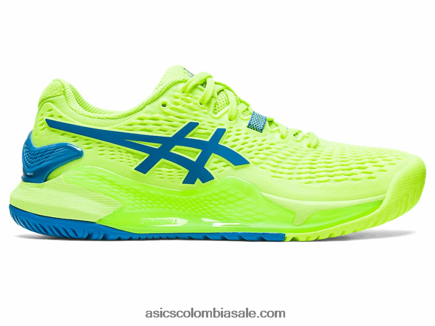 mujer Asics resolución de gel 9 verde peligro/azul renacido 20X82N2170