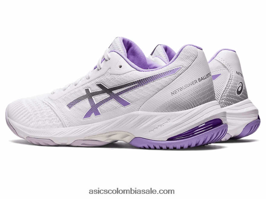 mujer Asics netburner balístico ff 3 blanco/violeta digital 20X82N2580